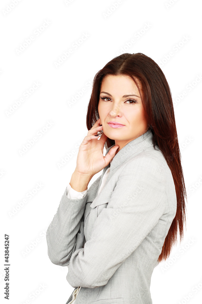 A successful young businesswoman, isolated on white A successful young businesswoman, isolated on white