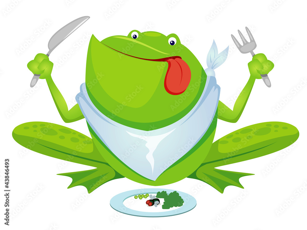 Naklejka premium Green frog eating