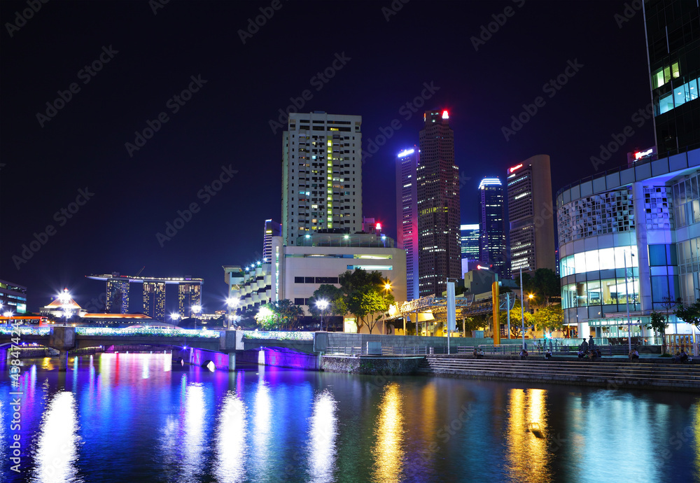 Singapore city skyline at night