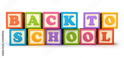 Alphabet building blocks that spelling the word back to school