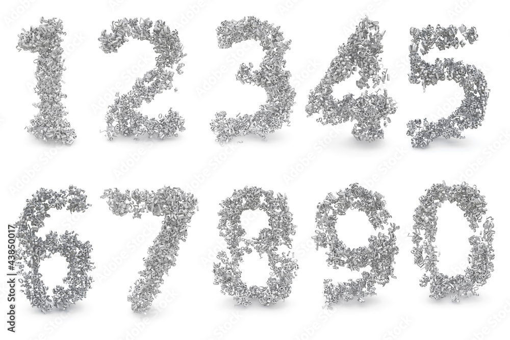 Set of 3d digits made from numbers Set of 3d digits made from numbers