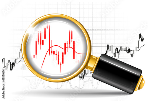 magnifier and stock chart