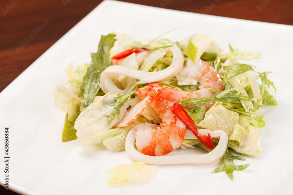 salad with calamari and shrimps salad with calamari and shrimps