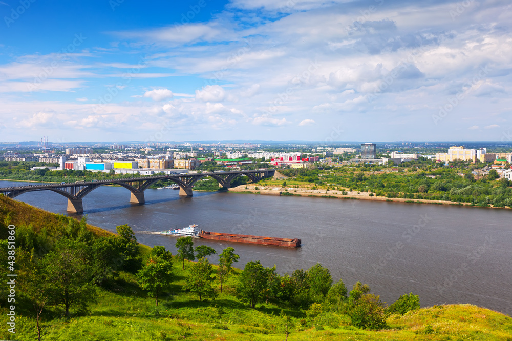 Fototapeta premium View of Nizhny Novgorod with Molitovsky bridge