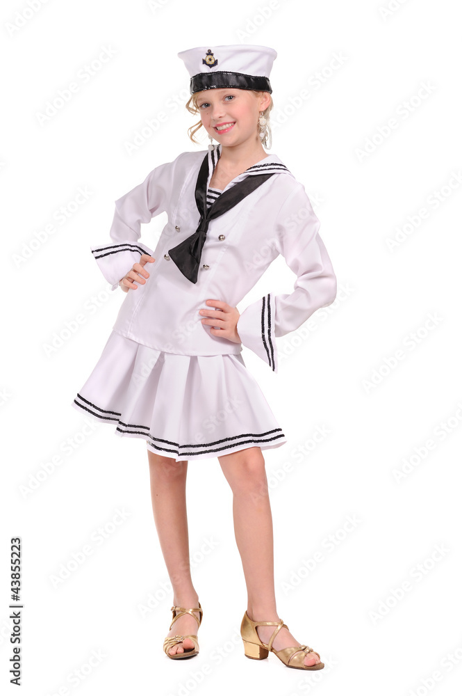 pretty girl in the sailor suit on white background pretty girl in the sailor suit on white background