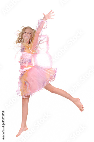 jumping girl on white background