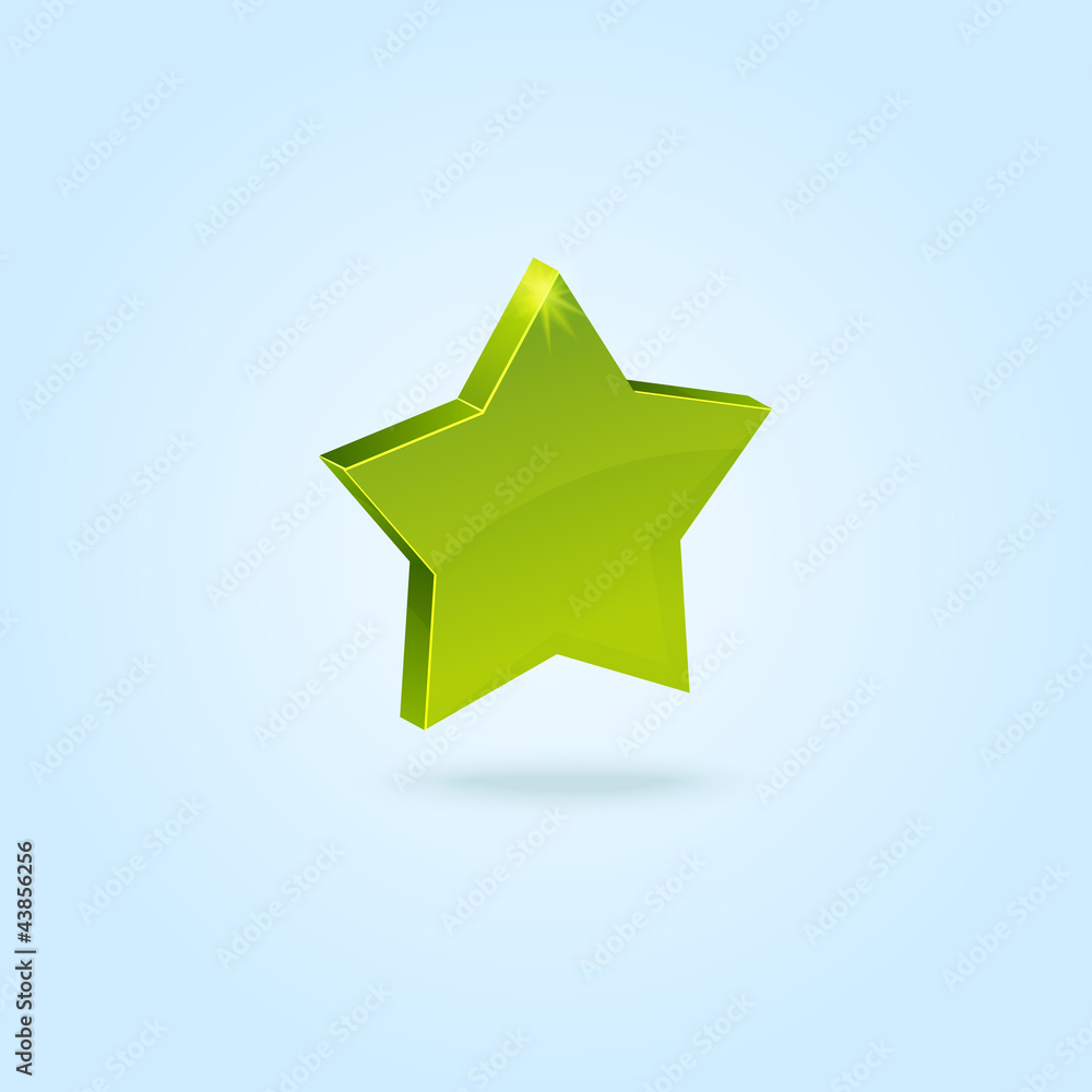 Green star symbol isolated on blue background Green star symbol isolated on blue background