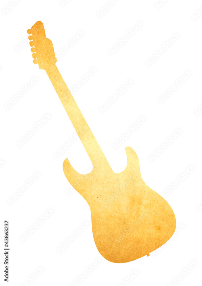 Fototapeta premium Grunge image of electric guitar from old paper isolated