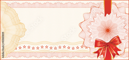 Guilloche Background for Gift Certificate with Red Bow