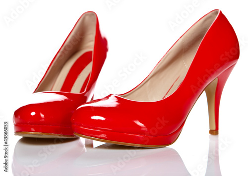 Sexy red shoes isolated on white background.