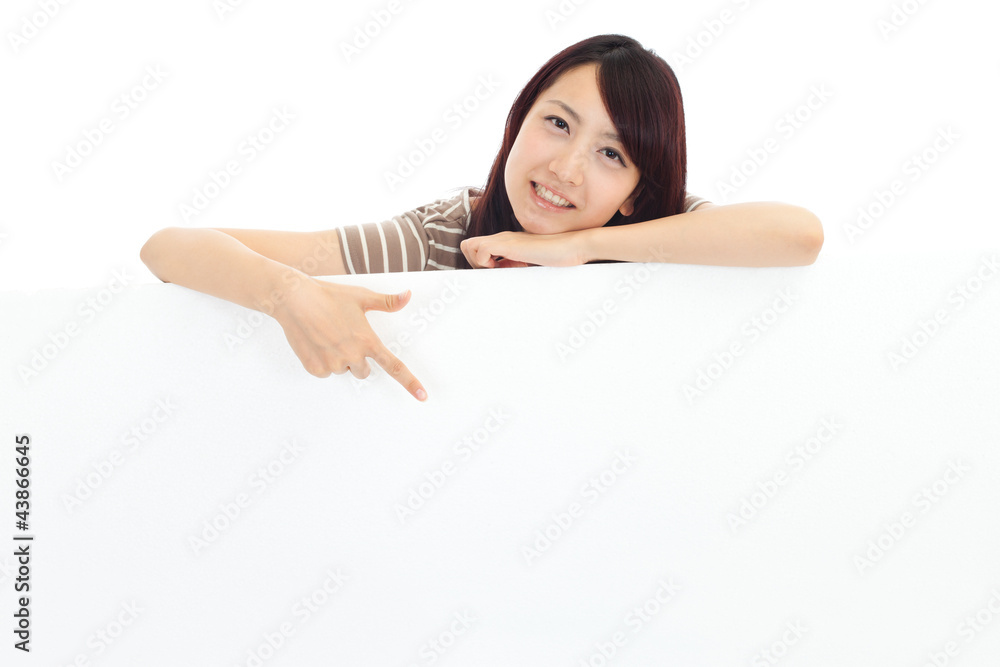 Beautiful young woman with white board. Portrait of asian. Beautiful young woman with white board. Portrait of asian.