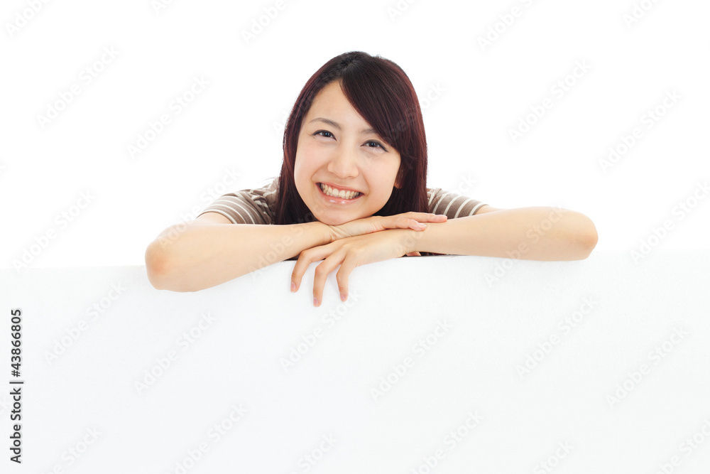 Beautiful young woman with white board. Portrait of asian. Beautiful young woman with white board. Portrait of asian.