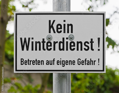 Hinweis-Schild, Kein Winterdienst