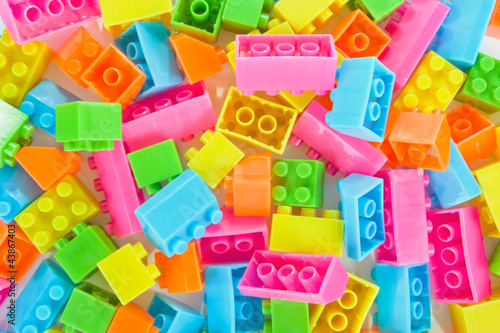 Background of plastic brick toys