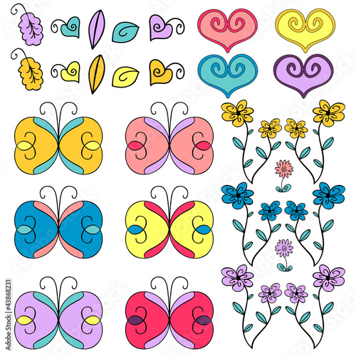 Cute colorful nature elements for design