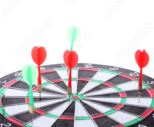 dart board with darts isolated on white