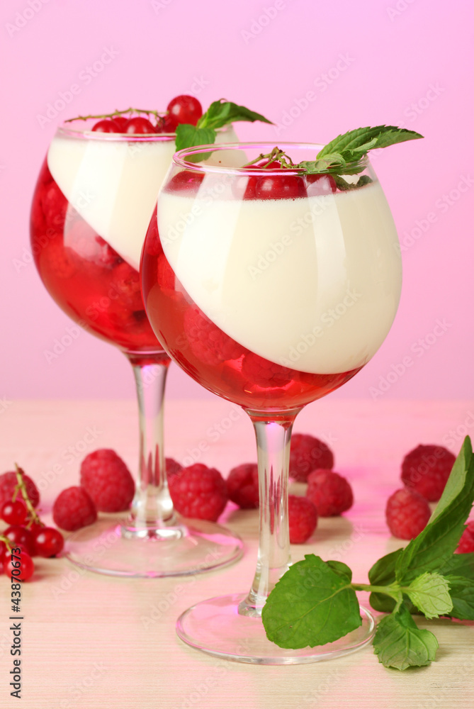 fruit jelly with berries in glasses fruit jelly with berries in glasses