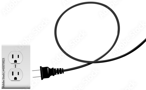 Plug in electric energy outlet copy space cord loop photo