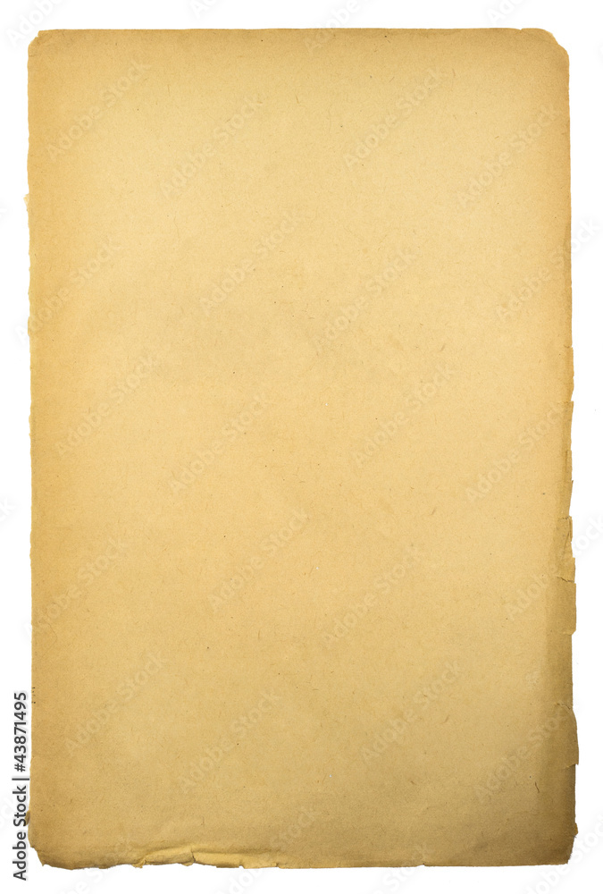 Old sheet of paper isolated on white