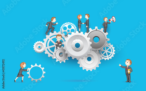 Business People on Cog Wheel