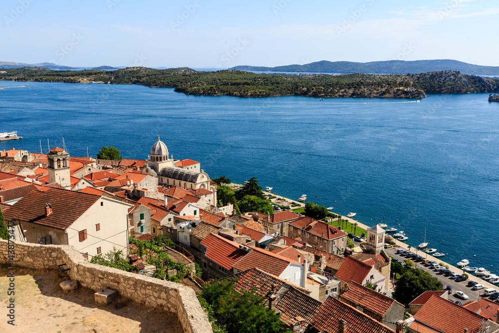 Panoramic View of Sibenik and Saint James Cathedral from Above,