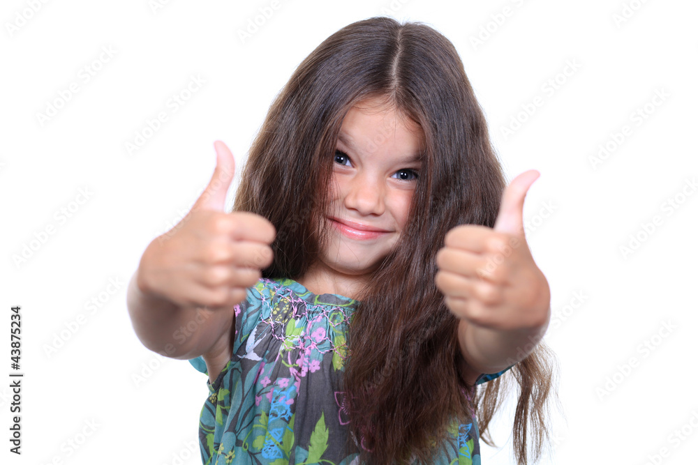 girl shows finger as sign that everything is fine girl shows finger as sign that everything is fine