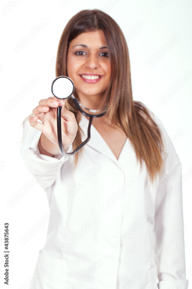 female doctor holding a sthetoscope female doctor holding a sthetoscope