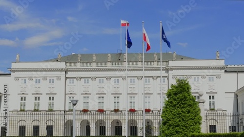 Presidential Palace in Warsaw with statue of Jozef Poniatowsk