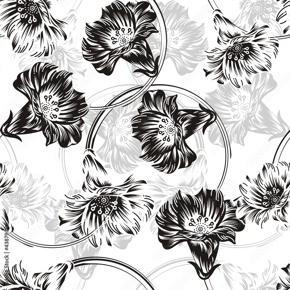 seamless vector flower background - obrazy, fototapety, plakaty 