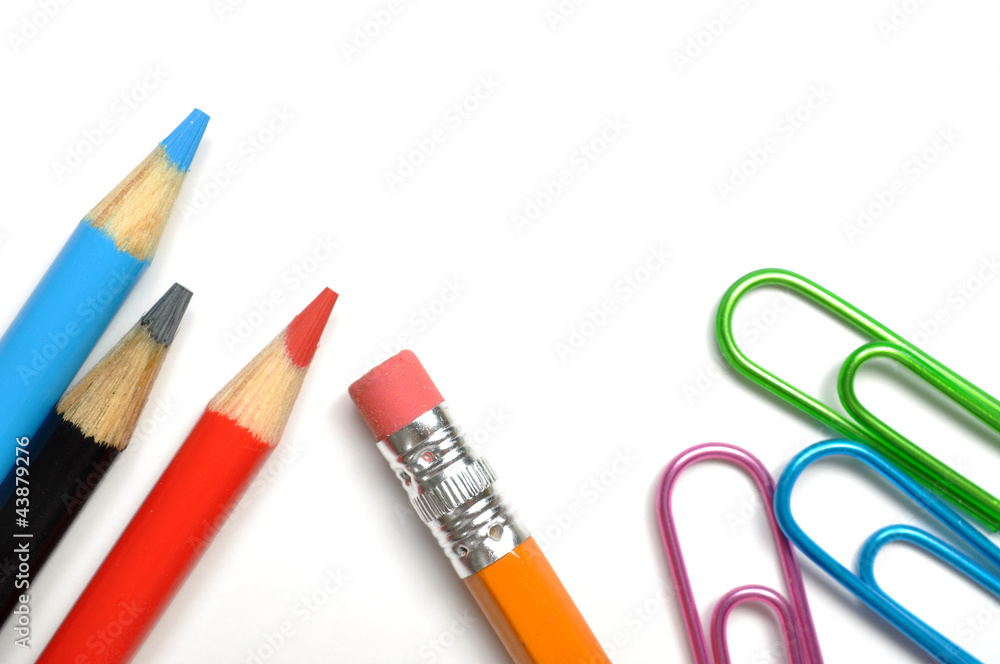 Fototapeta premium School stationery isolated over white