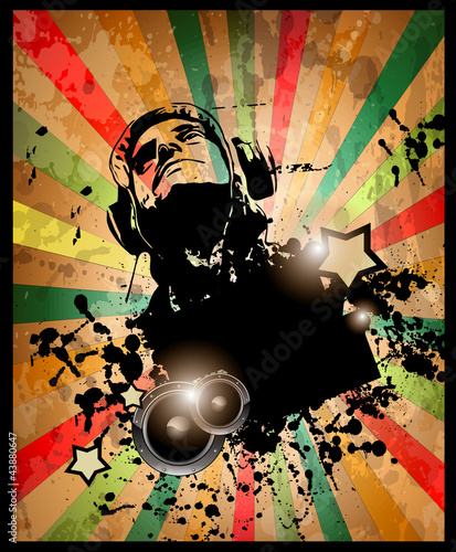 Club party flyer for music event and promotional posters.