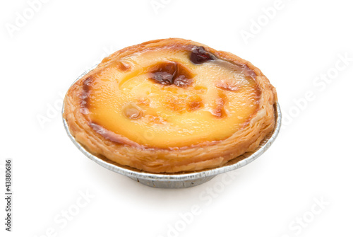 single portuguese egg tart with clipping path photo