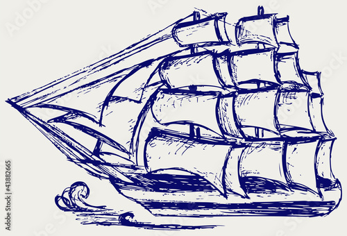 Sailboat. Vector sketch