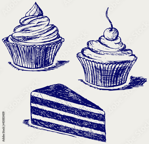 Cute cupcake. Sketch