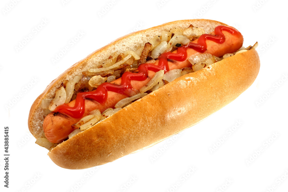 Griiled hot dog with onions Griiled hot dog with onions