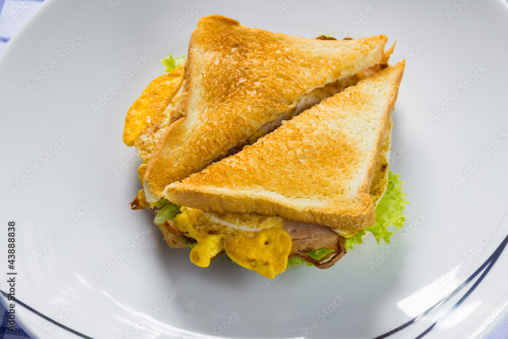 Sandwich on dish Sandwich on dish