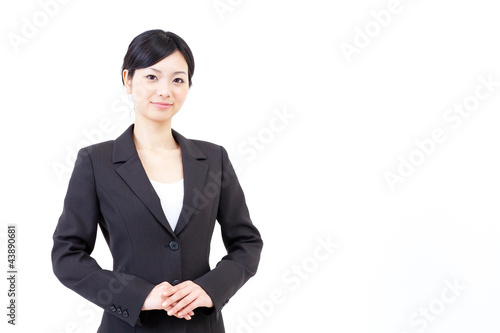 a portrait of asian businesswoman on white background