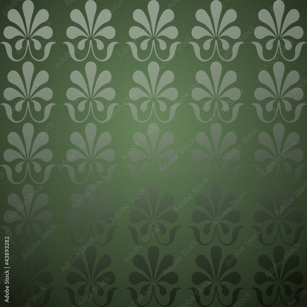 Green background with flower motive Green background with flower motive