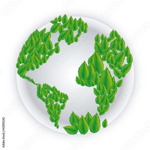 planet earth with leaves