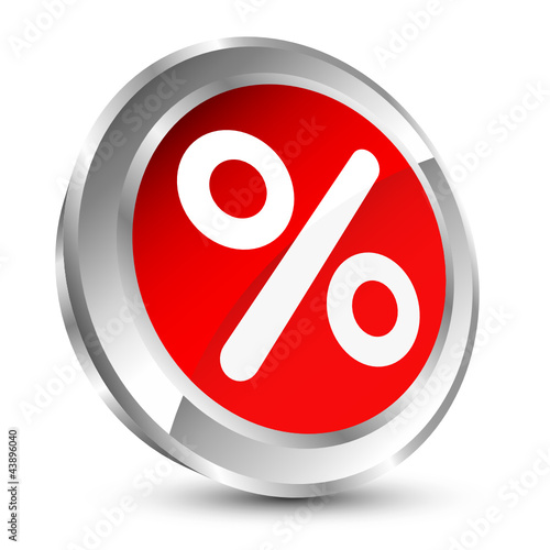 Button 3D Percent Sign Sale Silver/Red