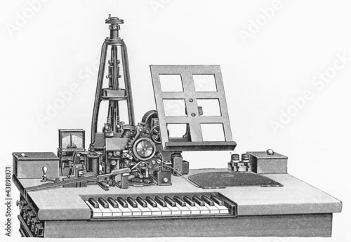 Obraz na plátně Vintage drawing of a Hughes machine with electric motor