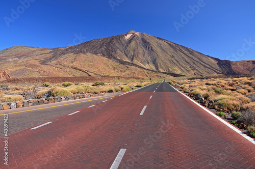 Red tarmac mountain road, Tenerife