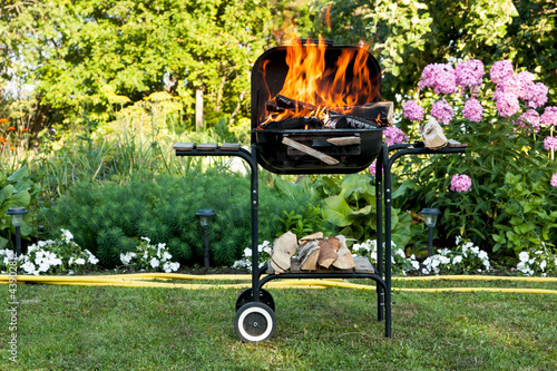 Flames in a barbecue