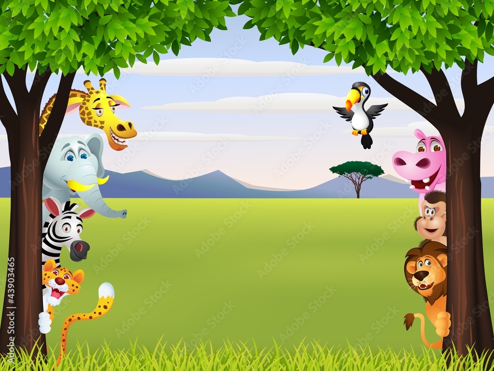 Fototapeta premium Funny wild African animal cartoon