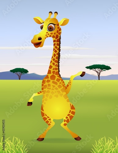 Funny cartoon giraffe standing