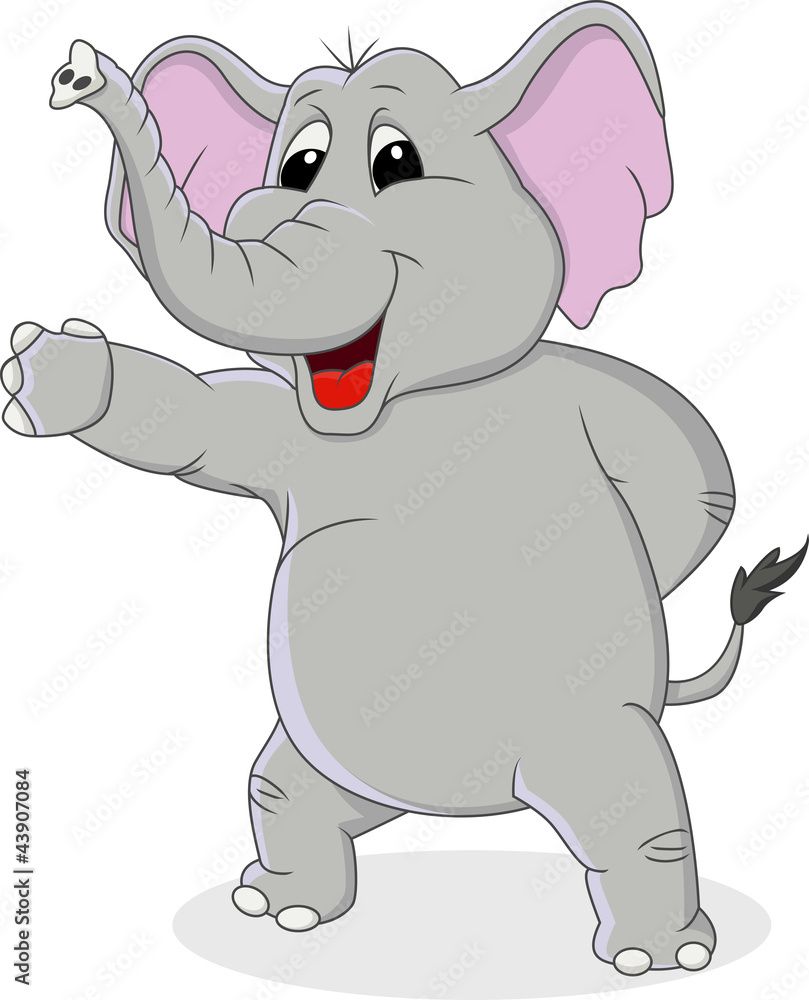 Elephant cartoon with hand waving Elephant cartoon with hand waving