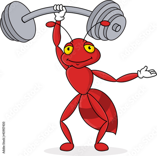 Strong red ant cartoon character