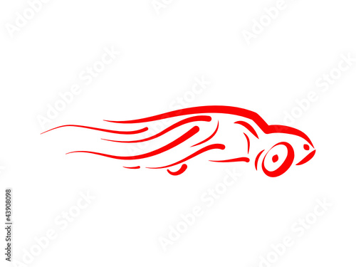 The stylized car going at great speed