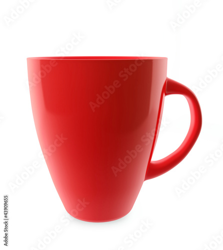 Traditional red tea cup isolated on white.