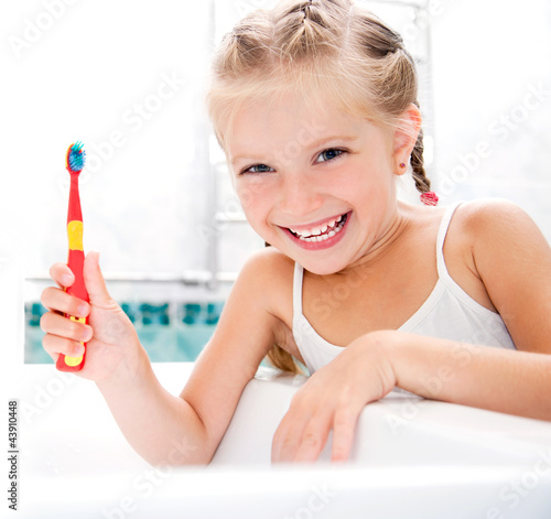 Little girl brushing teeth #43910448